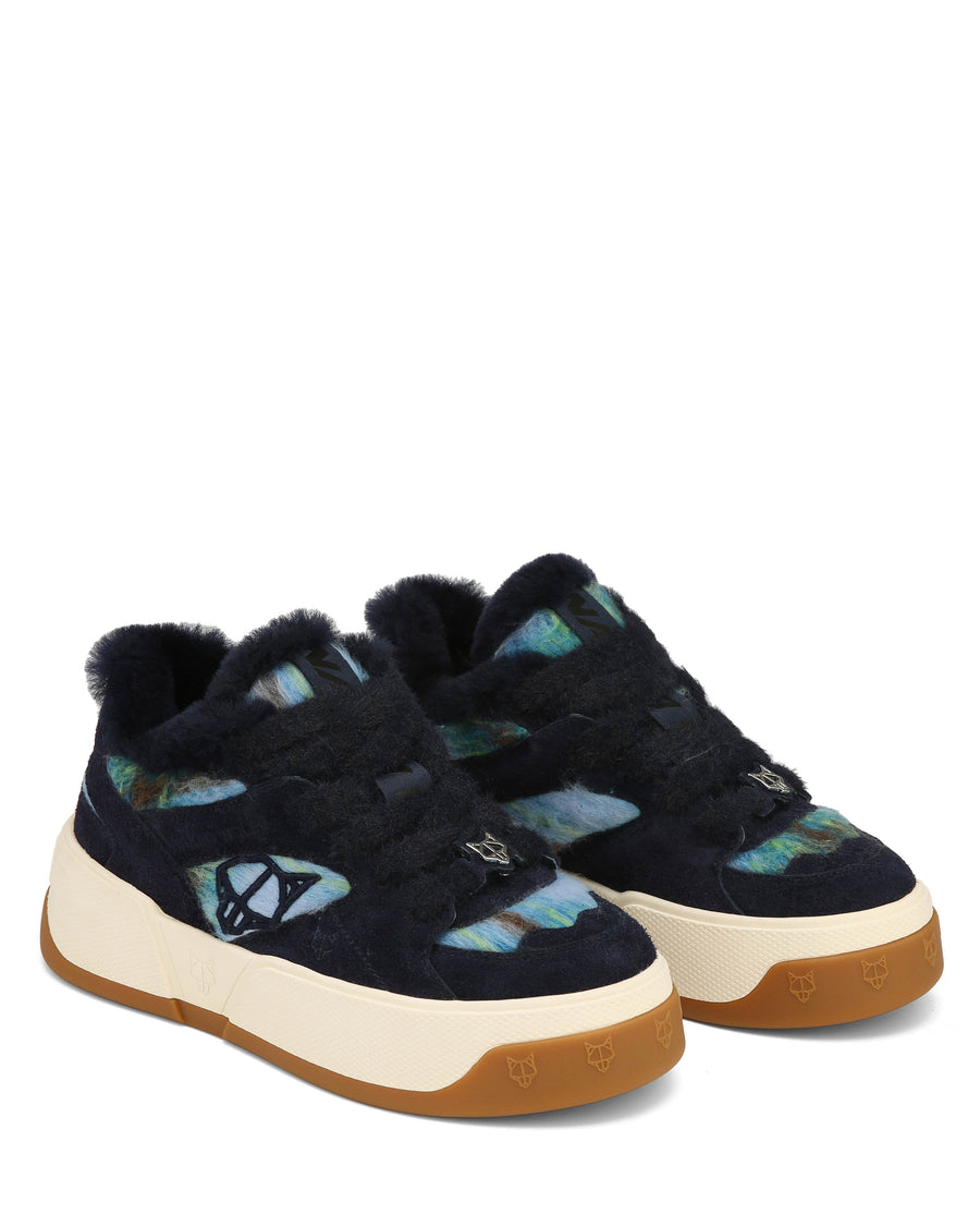 Crash Hairy Cow Suede/Wool Blue